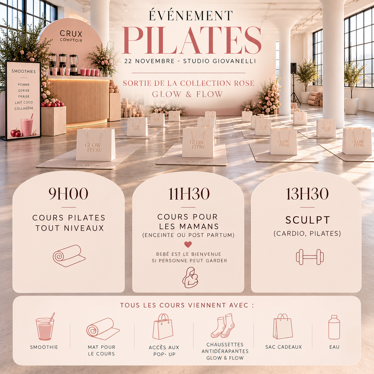 PINK MOMENT – Événement Pilates & lancement de la collection ROSE | Glow & Flow